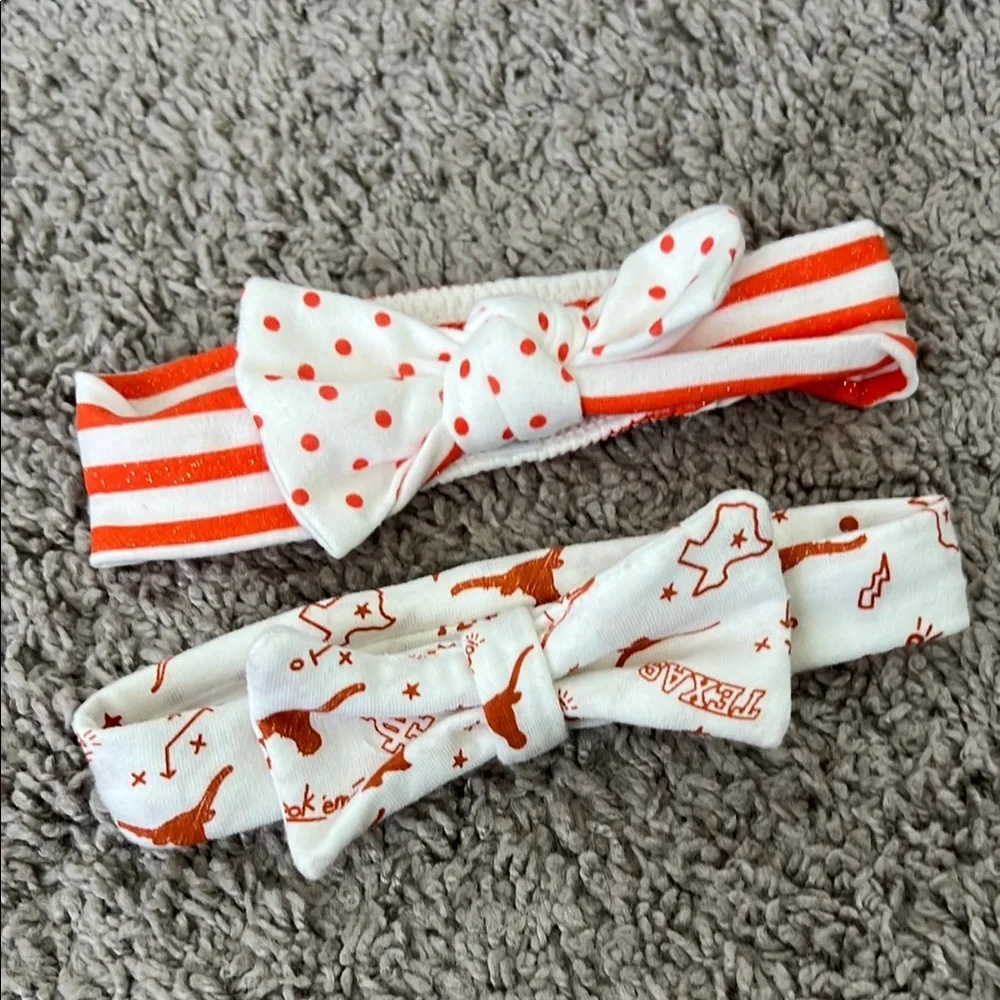 Texas Longhorns White and Orange Toddler Baby Bow Bundle